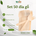 SET (100 cái) Nĩa gỗ, Dĩa gỗ dùng một lần kích thước 160mm