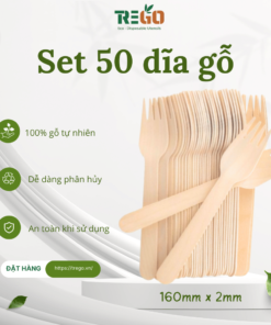 SET (100 cái) Nĩa gỗ, Dĩa gỗ dùng một lần kích thước 160mm