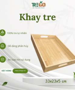 Khay tre có tay cầm tiện bưng bê trà bánh hoặc đồ ăn (nóng)