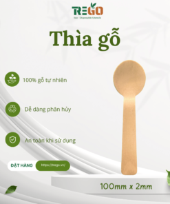 Thìa gỗ 100mm thiết kế thanh lịch dùng cho món tráng miệng