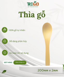 Thìa gỗ dùng một lần kích thước 200mm