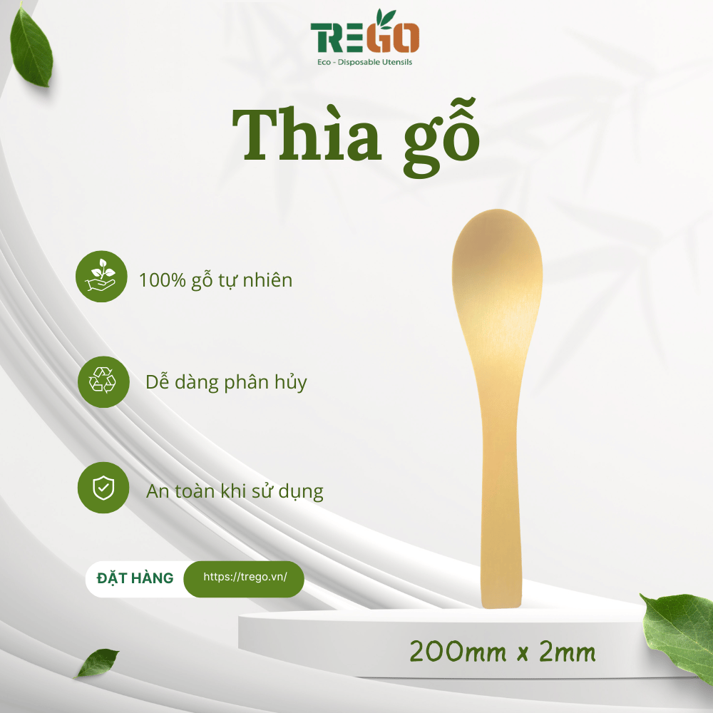 Thìa gỗ 200mm
